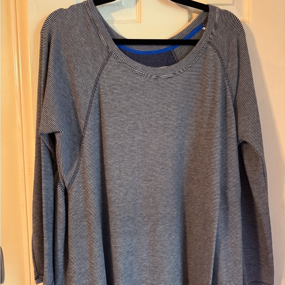 Calvin Klein Black and White Striped Sweatshirt